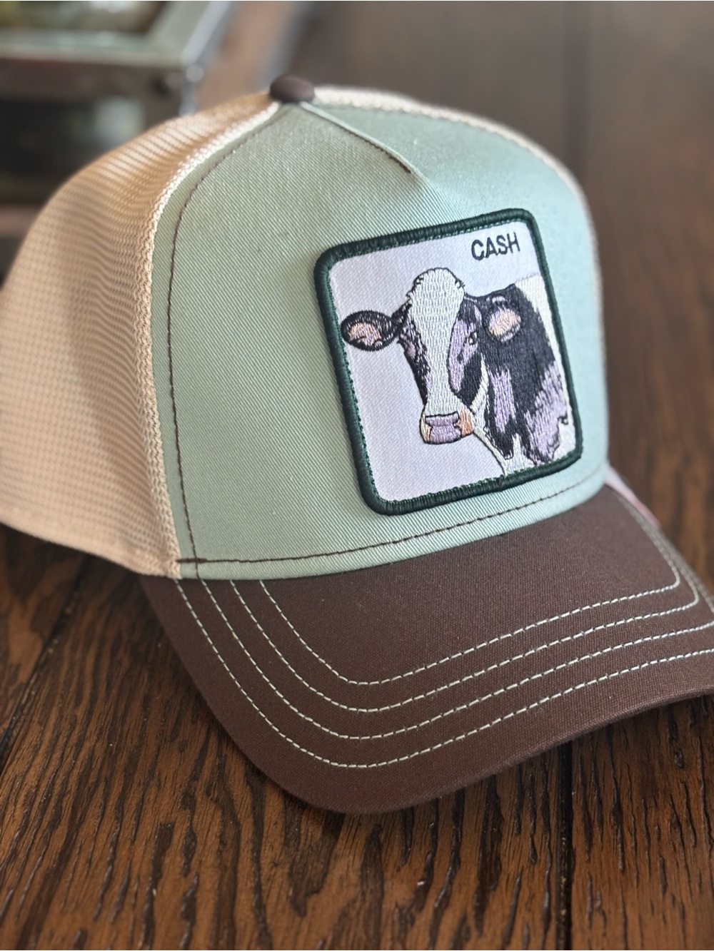 Goorin Bros Cash Cow Patch Trucker Hat - Mint & Brown